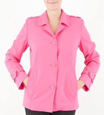 однобортное короткое пальто цвета яркой фуксии