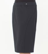 GEDELIC grey knee-length skirt with side seams and waistband embellished with a crystal — Persona by Marina Rinaldi