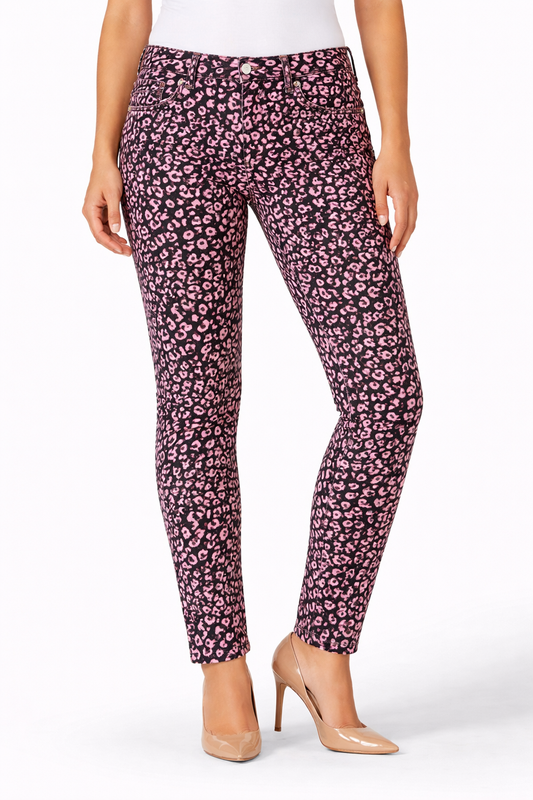 REGIO classic jeans with leopard animal print and comfortable stretch fit