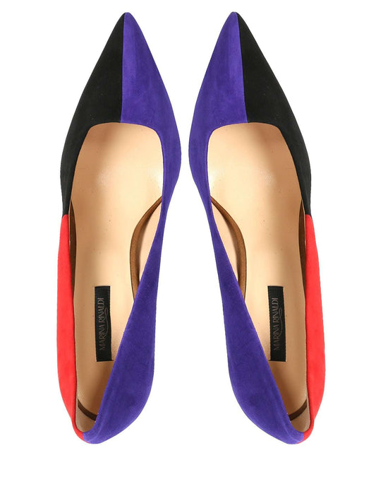 Elegant suede shoes LONTRA with vibrant multicolored inserts and comfortable leather fit