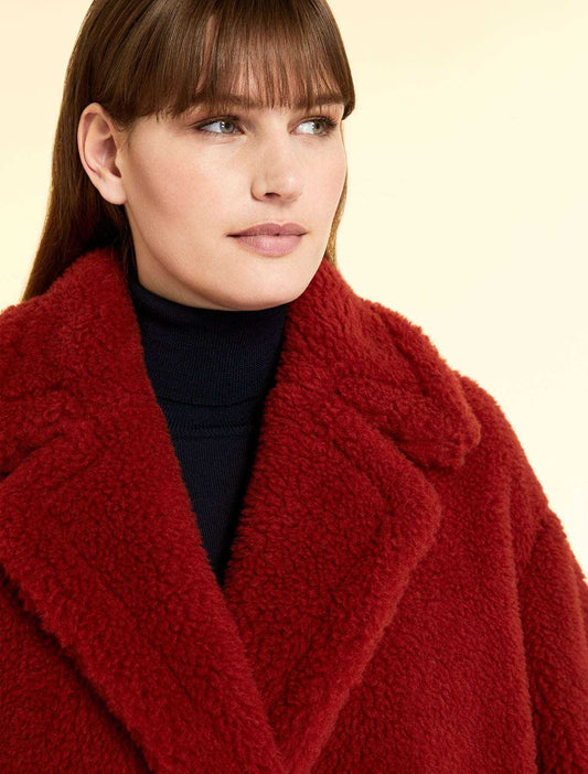 Coat TAROCCHI camel wool TEDDY coat with wide lapels and French front pockets