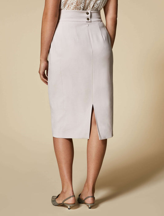 Skirt CALYPSO twill skirt with front patch pockets and hand-stitched embroidery in fitted silhouette