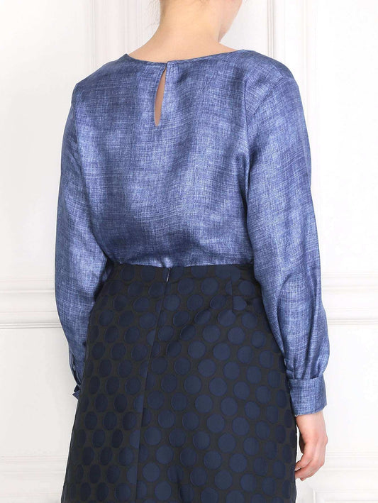 Blouse BALETTO long-sleeved silk blouse with stylish cuffs and round neckline