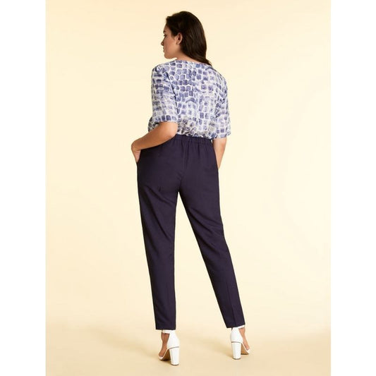 Trousers REGGIA slim-fit viscose twill with elastic waistband and French pockets