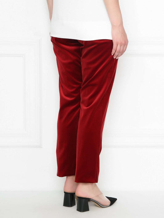 velvet trousers REALISTA with belt and zip fastening in luxurious cotton blend