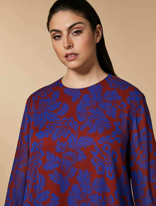 Dress DORIANA loose viscose georgette dress with exclusive print and 3/4 sleeves
