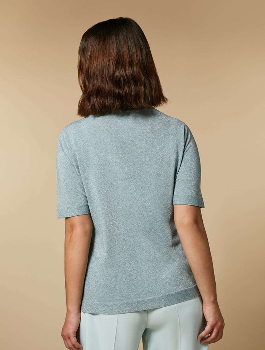 Sweater ALCE straight-cut seamless boat neck with metallic fibers