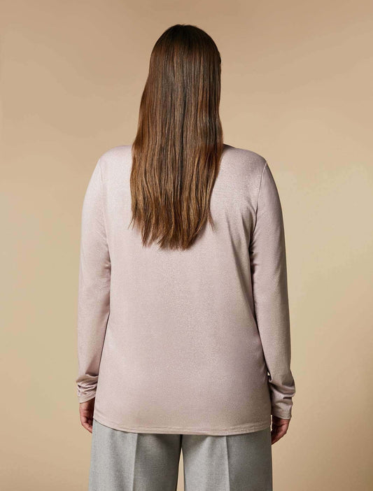 Sweater ROSITA high-necked slim fit polo sweater with metallic fibers and long sleeves