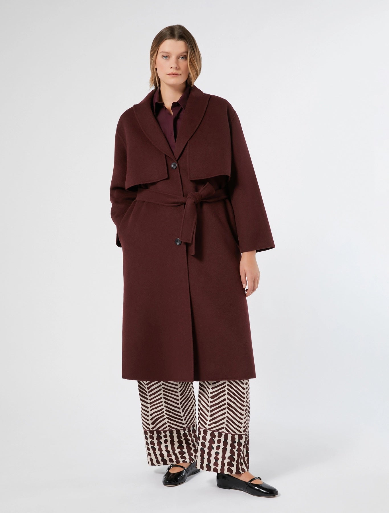 ACCIAIO burgundy transformable coat with bolero and gilet – Persona by Marina Rinaldi