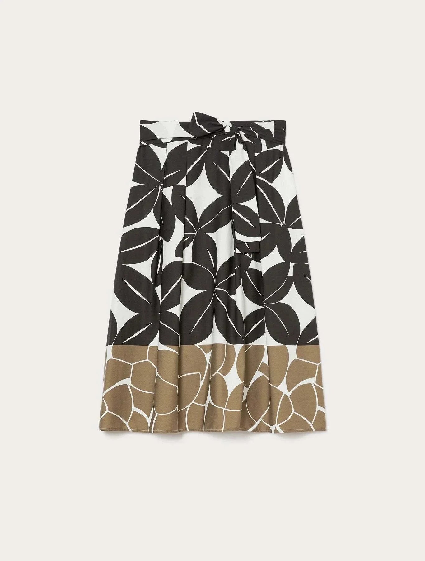 ZENITH skirt in printed cotton with flared fit, elastic waist, and matching belt
