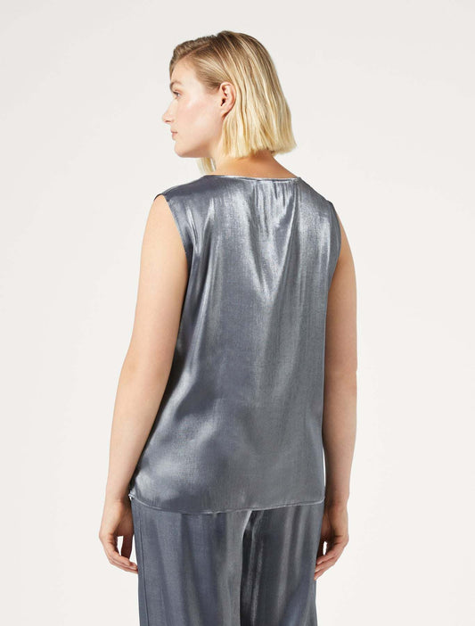 Top MADRE viscose blend straight-cut top with round neckline and attachable short sleeves by Marina Rinaldi