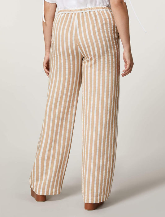 CRISMA striped palazzo trousers with elastic waistband and side pockets in lightweight viscose jacquard fabric