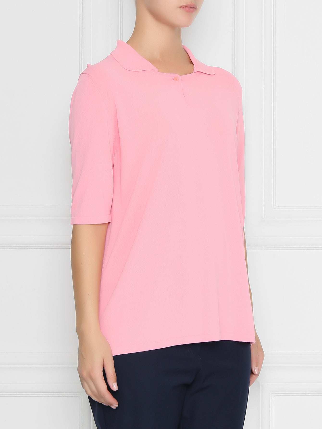 Polo ADIBIRE shirt with button-down collar and short sleeves made of 80% viscose and 20% cotton blend
