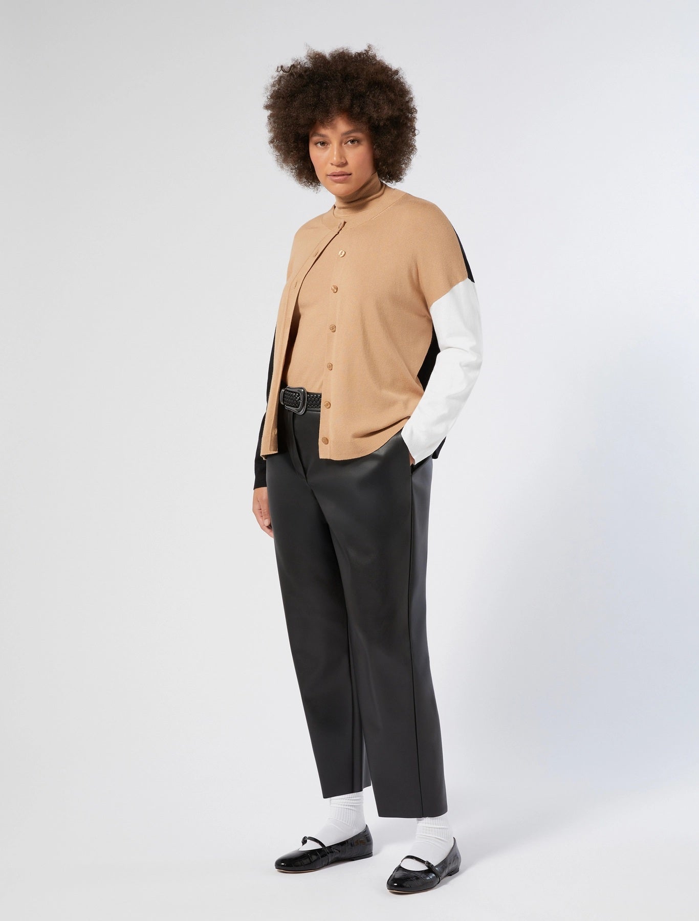 QUIETO Colorblock Mock Polo-Neck Sweater – Persona by Marina Rinaldi (N.O.W. Collection)