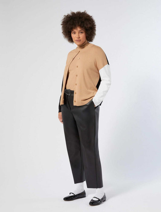Colorblock mock polo-neck sweater in soft stretch viscose knit with long sleeves and straight fit from N.O.W. collection
