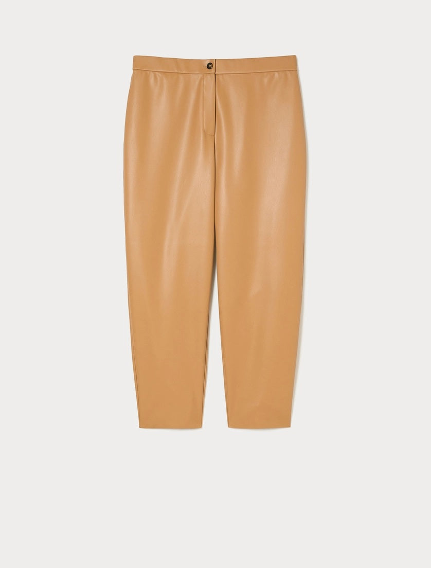 A OCCHIO Faux Leather Trousers in Light Beige – Persona by Marina Rinaldi