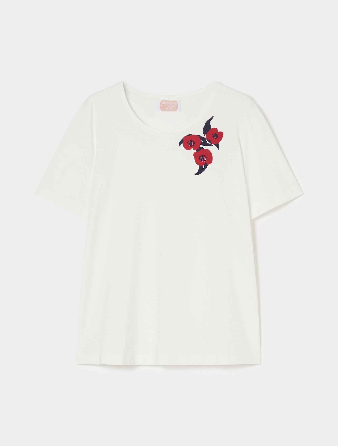 ivory tee with embroidered poppies