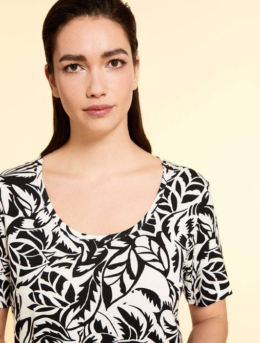 T-shirt VAPORE round neck short-sleeved viscose blend in two patterns