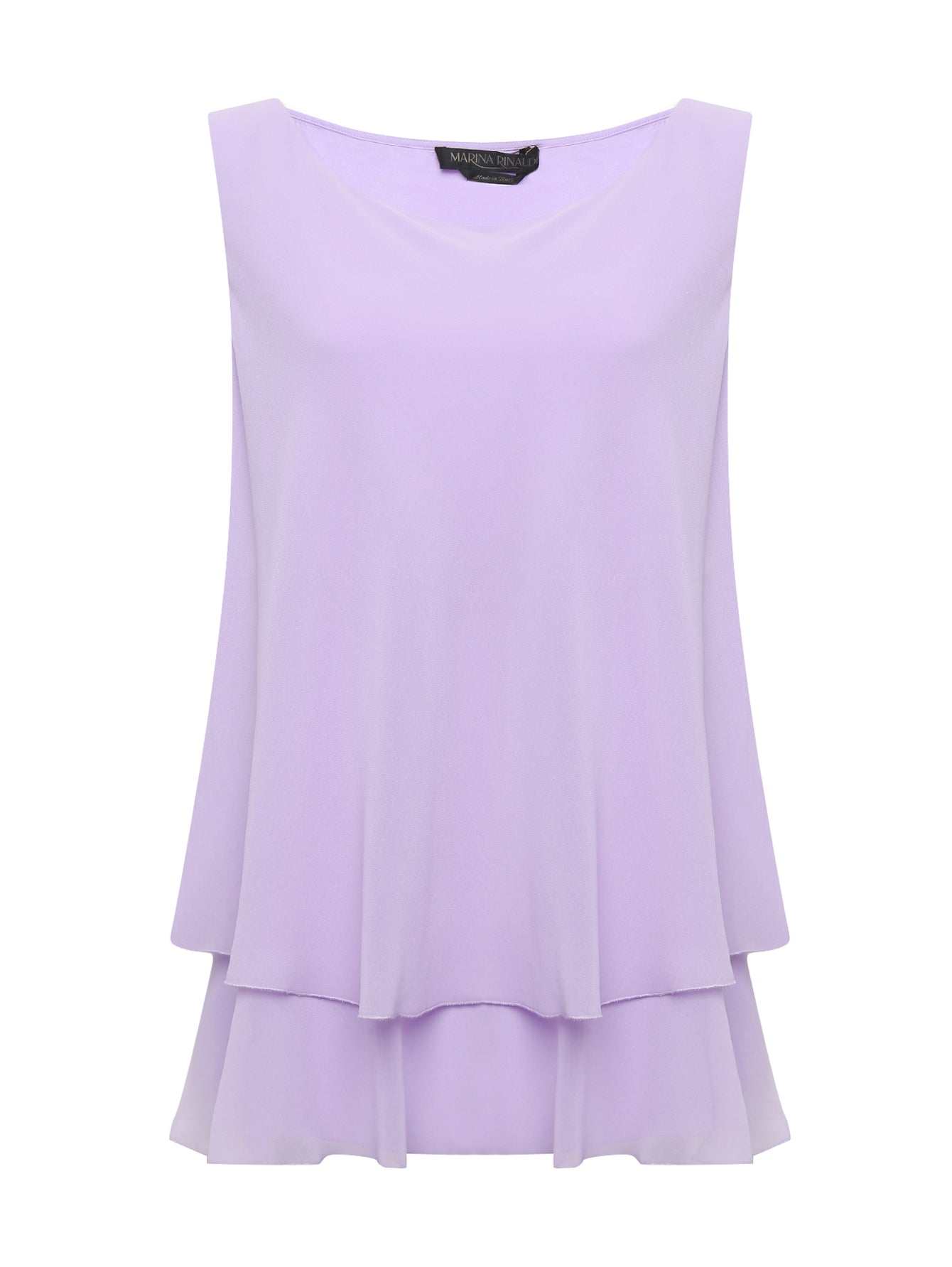 Plus size Blouse BINARIO in luxurious georgette with layered ruffles and flared cuffs