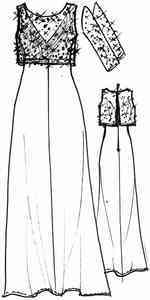 Elegant long silk chiffon Dress DEMETRA with sequined sleeves and flowing silhouette