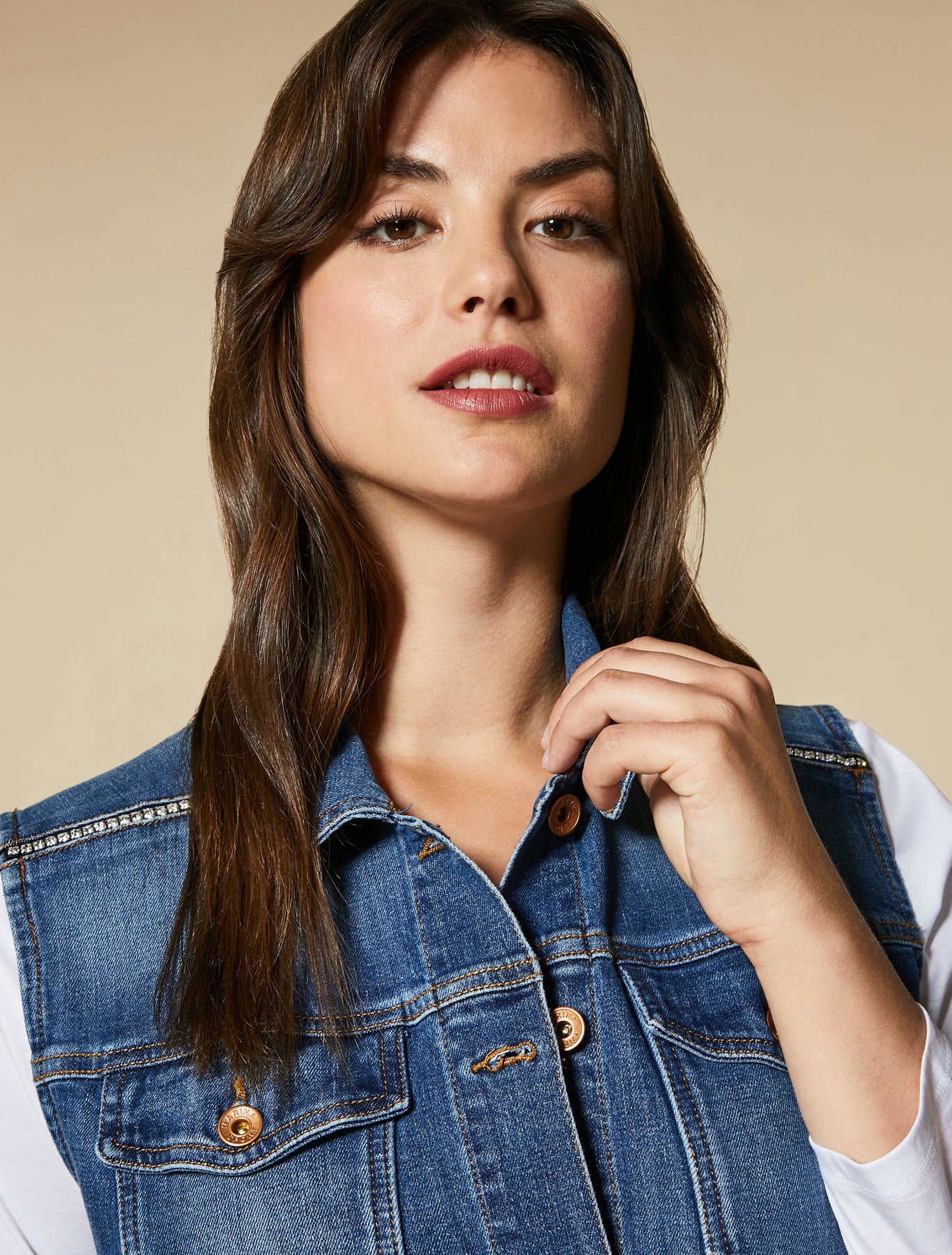 GABBIATE Long Denim Vest by Marina Rinaldi