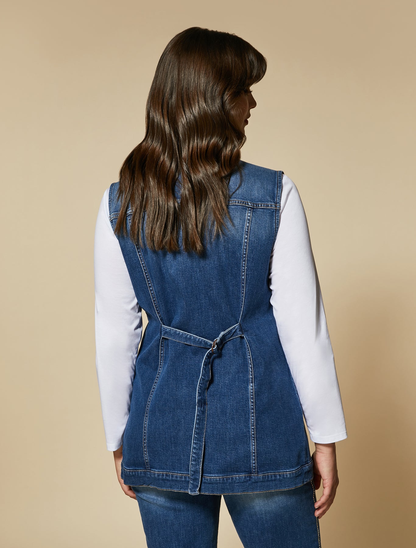 GABBIATE Long Denim Vest by Marina Rinaldi