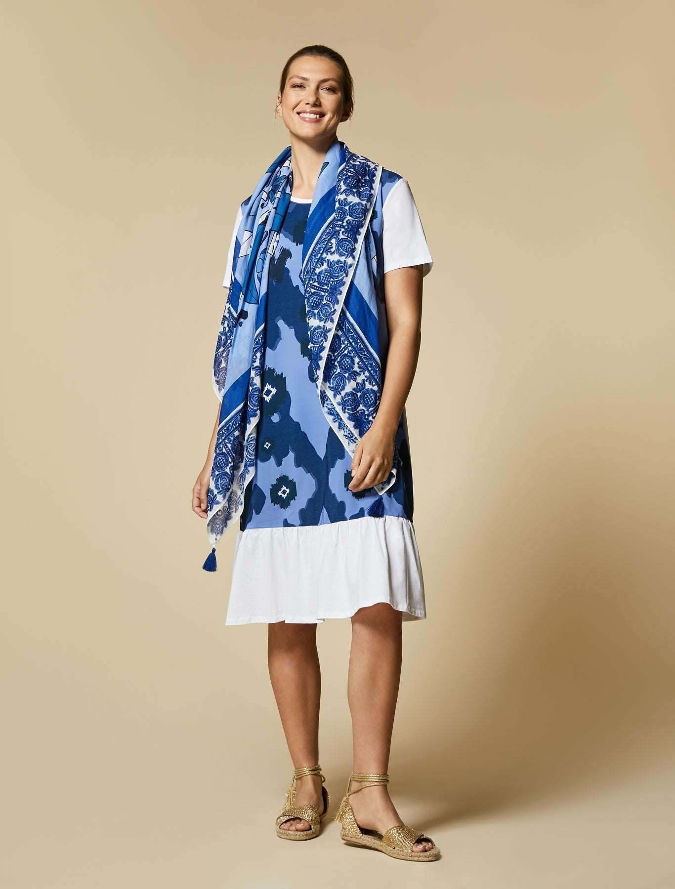 Scarf SAGGINA exclusive cotton muslin neck scarf 133x133 cm
