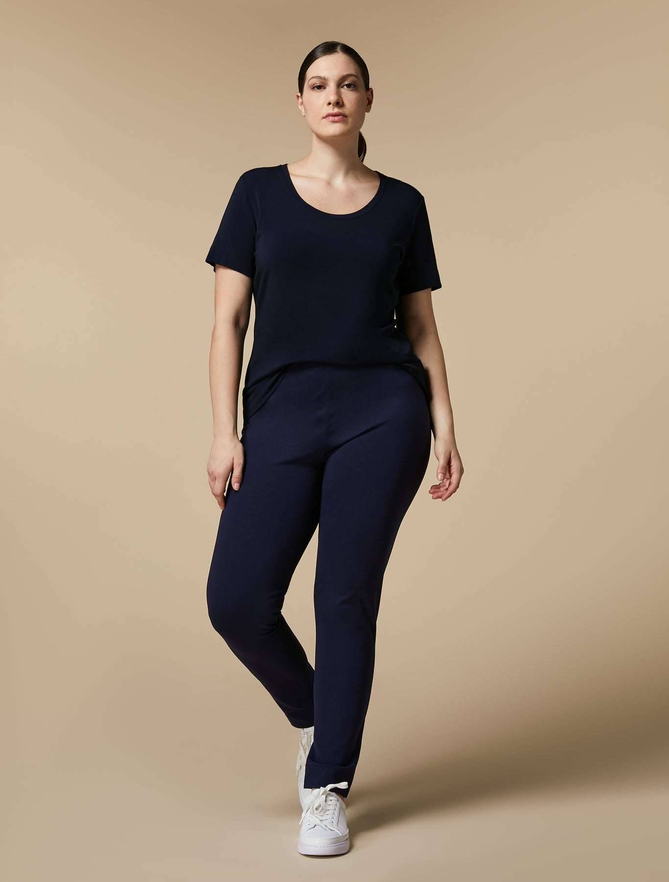 Leggings OCCHIATA full Milano knitted jersey with elastic waistband and ergonomic arrow hem details