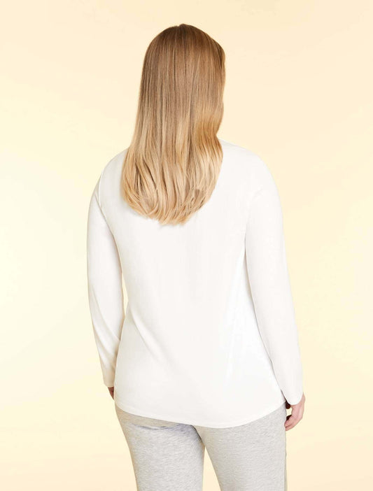 Long-sleeved straight-fit Sweater ZAFFIRO with stand-up collar in white and blue colors