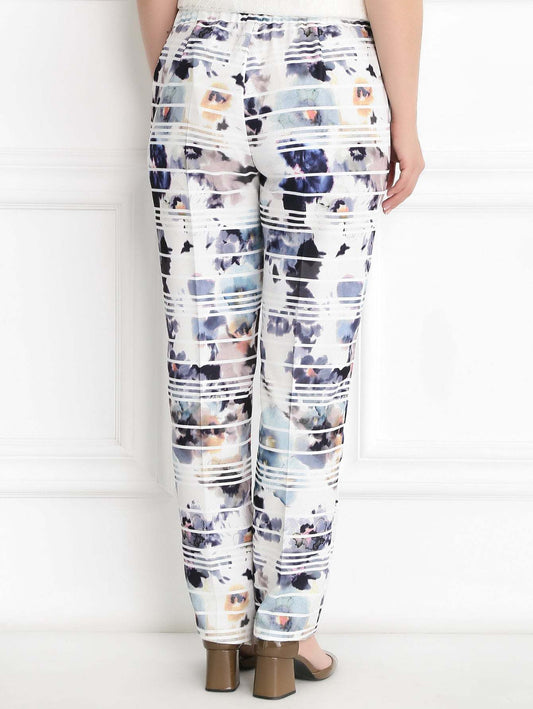 Trousers RUBINO wide straight leg with elastic waistband and front zipper closure for women