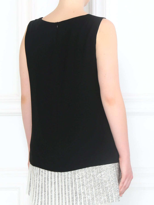 Blouse BERNINI in luxurious triacetate fabric with pleated insert trim and sleeves for elegant styling