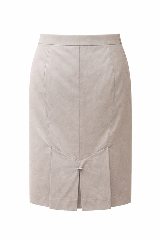 Elegant tailored Skirt CAMBODUM with crystal back slit in viscose-cotton blend for polished office and formal wear