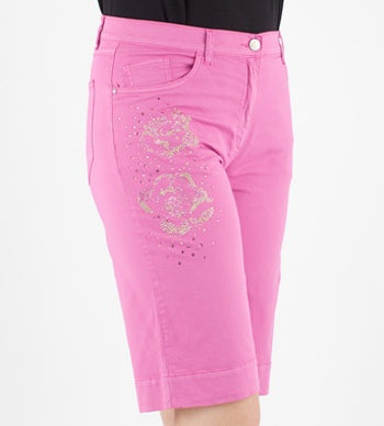 WIKKA classic shorts mid-length with crystal embellishments in stretch cotton