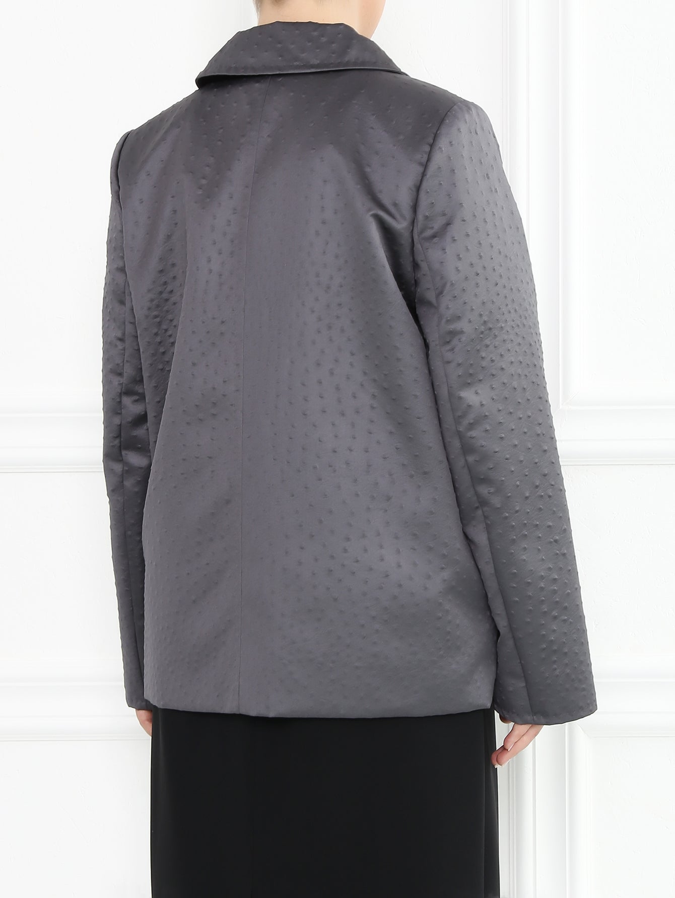 TATTO jacket by Marina Rinaldi in pearl grey ostrich-effect fabric, plus-size