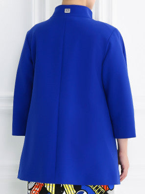 TEORIA jacket — back view with stand collar and clean cut