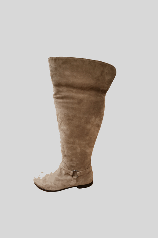 Boots LISCIO - natural suede, leather sole. Boots - over the knee boots with a turning top.