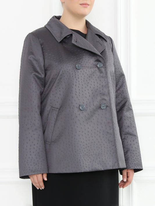 TATTO jacket by Marina Rinaldi in pearl grey ostrich-effect fabric, plus-size