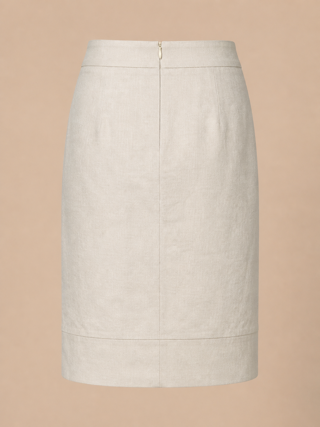 Cream linen skirt CREME back view with zipper plus size