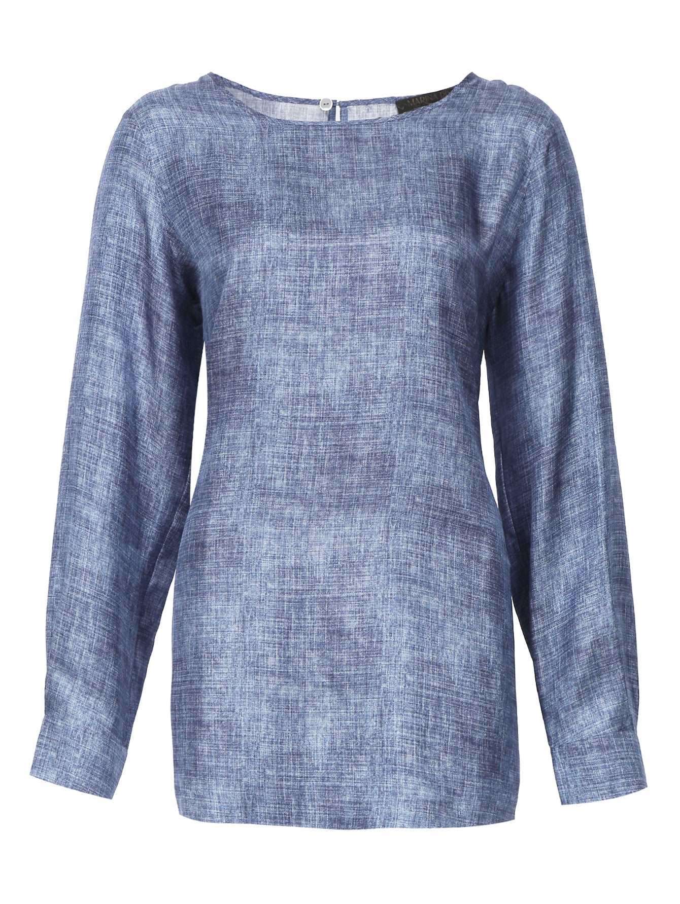 Blouse BALETTO long-sleeved silk blouse with stylish cuffs and round neckline