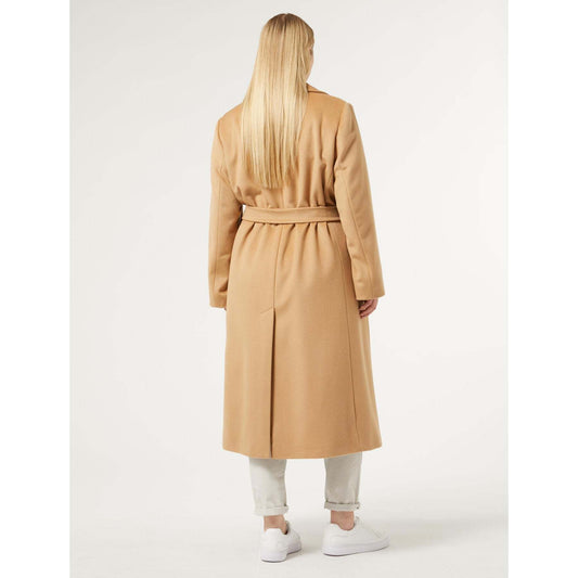 Elegant pure wool coat from Persona by Marina Rinaldi with handmade trim and belt