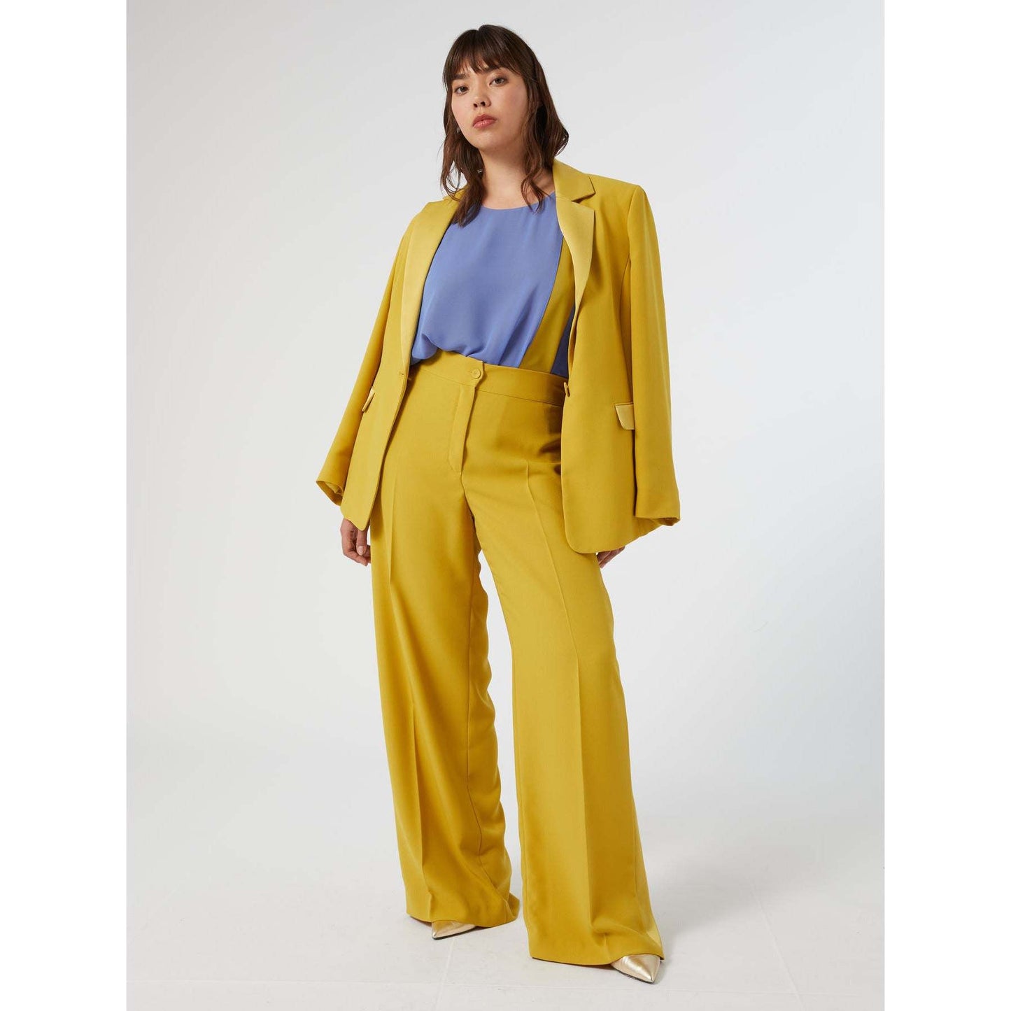 Flared georgette Shirt AQUILA with overlapping layers and short sleeves from Persona by Marina Rinaldi collection