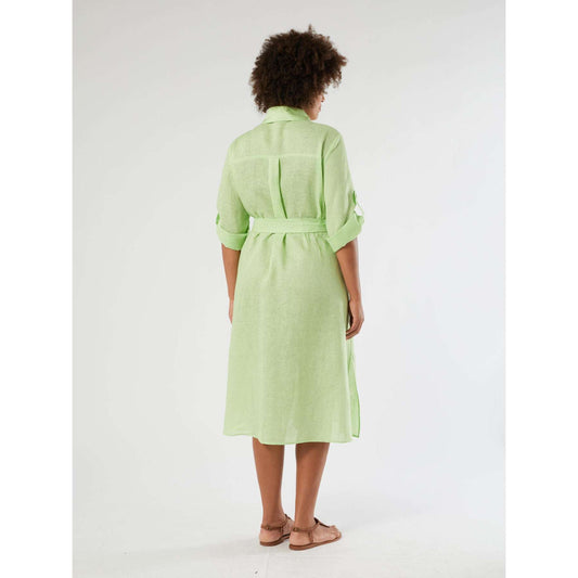 SATIRA linen shirt dress on model