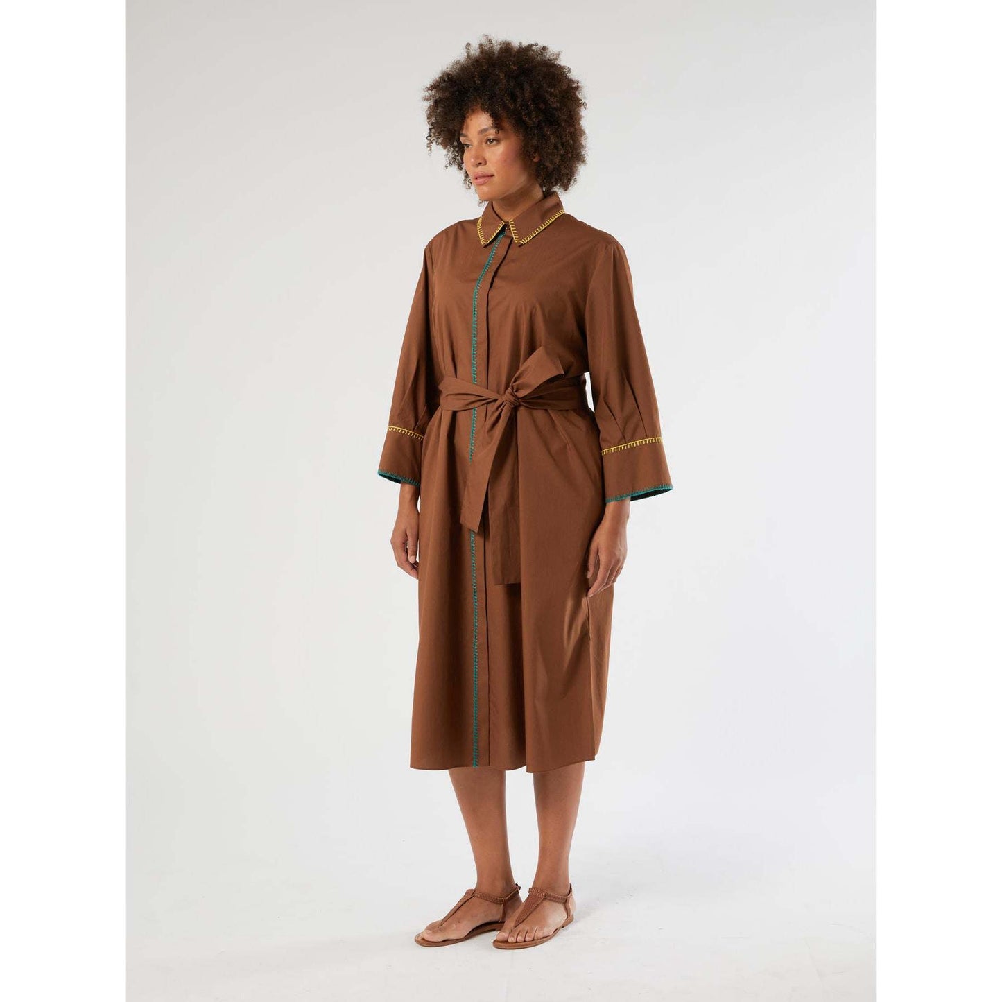 FOLGORE Cotton shirt dress on model in casual setting