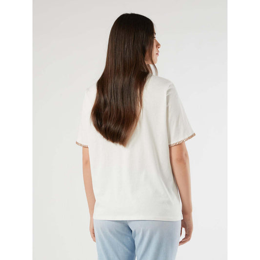MIRTO Cotton T-Shirt with delicate embroidery on neckline, sleeves, and chest pocket in soft breathable cotton jersey.