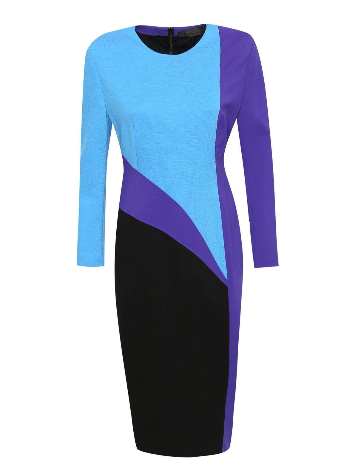 Elegant Dress DISEGNO by Fausto Puglisi with long sleeves and intarsia inserts