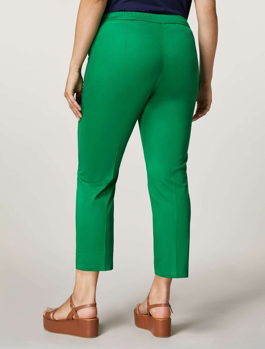 Slim fit Trousers OREL in cotton satin with elastic waistband and slit hems