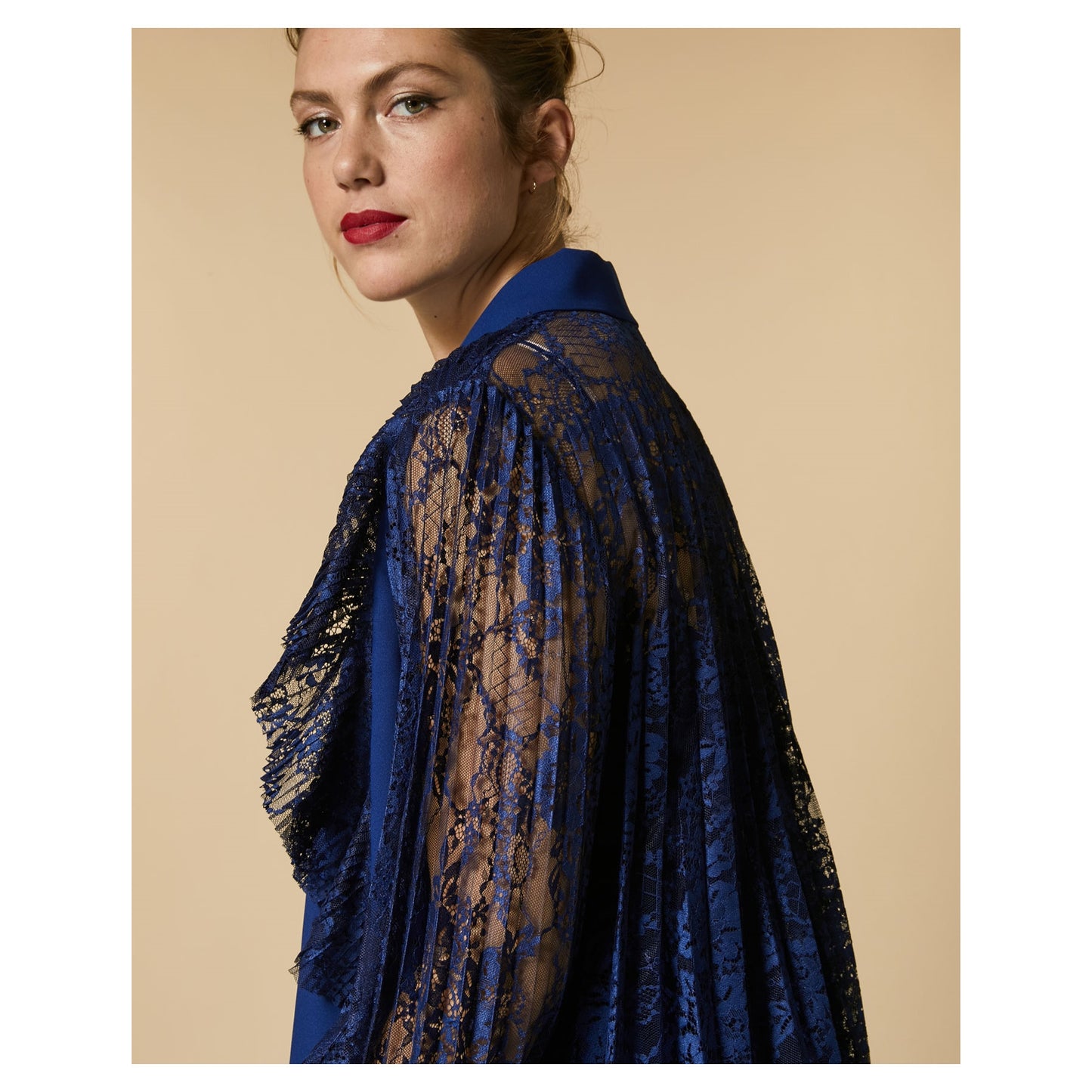 FARFALLA Crepe and Lace Blouse – Marina Rinaldi Elegante Collection