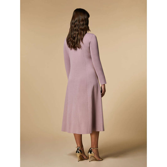 Dress GABRIELLE with stretchy viscose knit, wide neckline, long sleeves, and flared silhouette