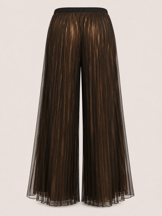 Brown pleated pants on a light beige background