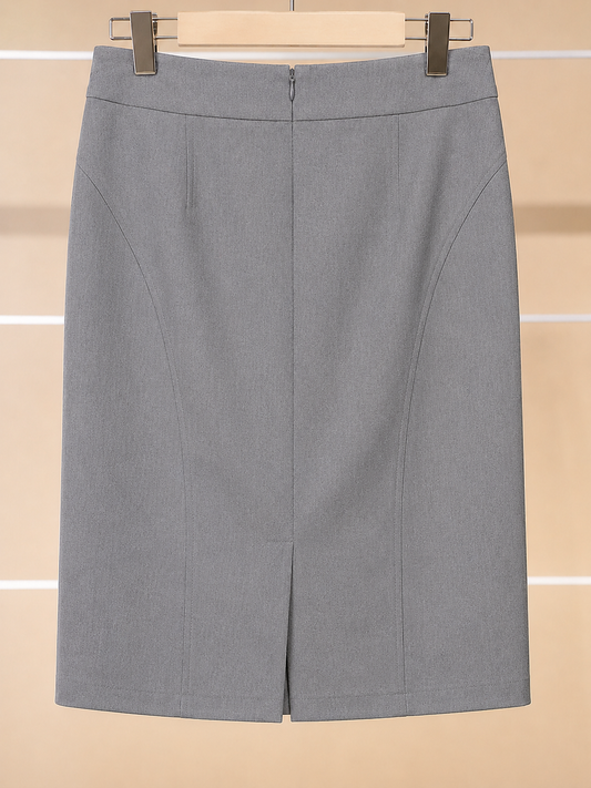 CEREDIG grey knee-length skirt with crystal detail and wide waistband by Persona by Marina Rinaldi